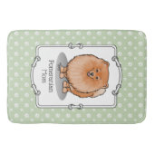 ポメラニア犬ママpomママ（オレンジ赤）かわいい犬ママ バスマット (正面)