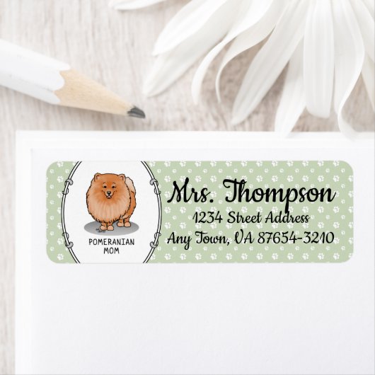 ポメラニア犬ママpomママ(オレンジ赤)かわいい犬ママ ラベル (インサイチュ)