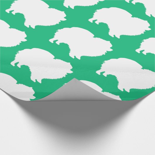 ポメラニア犬ラッピング紙デザインシルエットグリーン ラッピングペーパー (角)