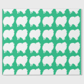 ポメラニア犬ラッピング紙デザインシルエットグリーン ラッピングペーパー (フラット)