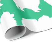 ポメラニア犬ラッピング紙デザインシルエットグリーン ラッピングペーパー (ロールコーナー)