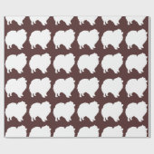 ポメラニア犬ラッピング紙ホワイトシルエット茶 ラッピングペーパー (フラット)