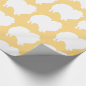 ポメラニア犬ラッピング紙白シルエットイエロー ラッピングペーパー (角)