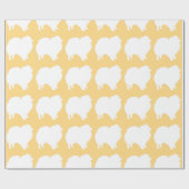 ポメラニア犬ラッピング紙白シルエットイエロー ラッピングペーパー (フラット)