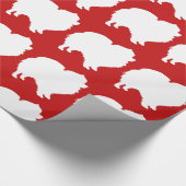 ポメラニア犬ラッピング紙白シルエット赤 ラッピングペーパー (角)