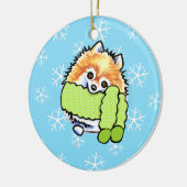 ポメラニア犬レット・イット・スノー セラミックオーナメント (左)