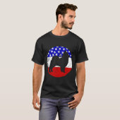 ポメラニア犬レトロドッグアメリカン国旗 Tシャツ (正面フル)