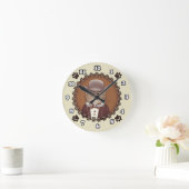 ポメラニア犬付き眼鏡 ラウンド壁時計 (ホーム)