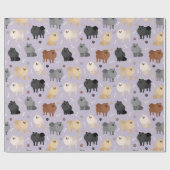 ポメラニア犬前足プリントと犬の骨包み紙 ラッピングペーパー (フラット)