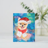 ポメラニア犬品種ドッグクリスマス シーズンポストカード (スタンド正面)