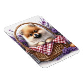 ポメラニア犬子犬の水の色のフローラフレキシブル マグネット (右側)