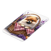 ポメラニア犬子犬の水の色のフローラフレキシブル マグネット (左側)