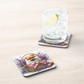 ポメラニア犬子犬の水の色ワイルドフラワーピクニック コースター (右側)