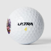 ポメラニア犬子犬の水の色ワイルドフラワーピクニック ゴルフボール (ロゴ)