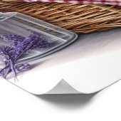 ポメラニア犬子犬の水の色ワイルドフラワーピクニック ポスター (角)