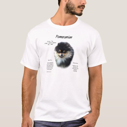 ポメラニア犬履歴デザイン Tシャツ (正面)