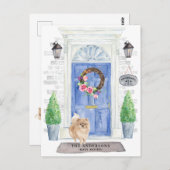 ポメラニア犬引っ越し案内はがき ポストカード (正面/裏面)