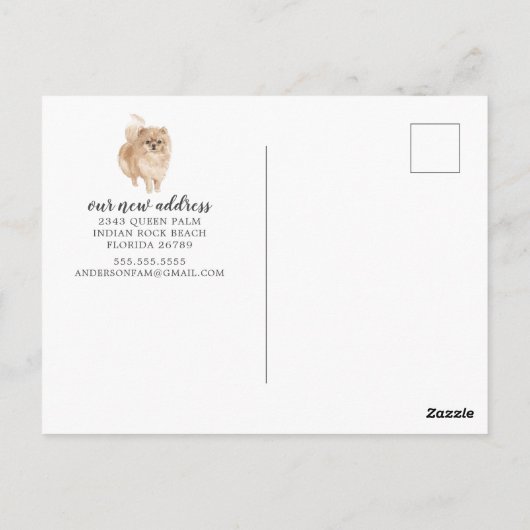 ポメラニア犬引っ越し案内はがき ポストカード (裏面)