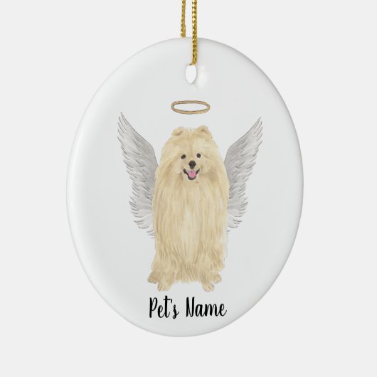 ポメラニア犬悔やみや弔慰メモリアルピラーキャンドル セラミックオーナメント (右)