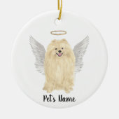 ポメラニア犬悔やみや弔慰メモリアルピラーキャンドル セラミックオーナメント (正面)