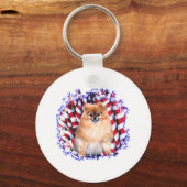 ポメラニア犬愛国者 キーホルダー (正面)