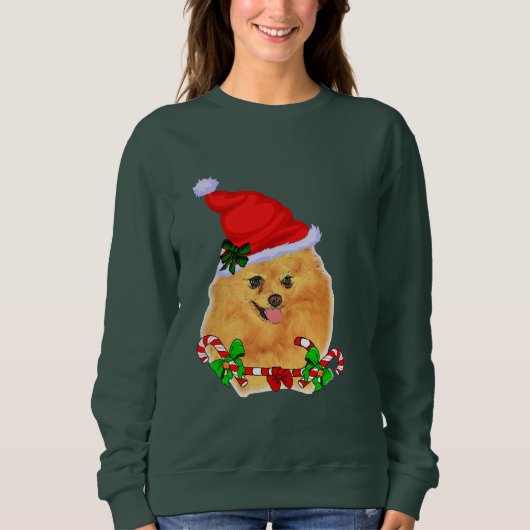 ポメラニア犬愛好家のクリスマス スウェットシャツ (正面)