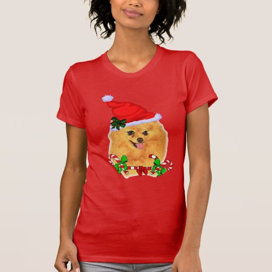 ポメラニア犬愛好家のクリスマス Tシャツ (正面)