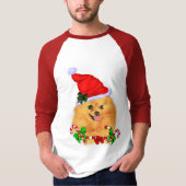ポメラニア犬愛好家のクリスマス Tシャツ (正面)