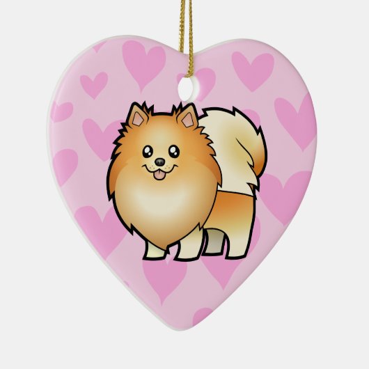 ポメラニア犬愛(あなた自身のメッセージを加えて下さい) セラミックオーナメント (右)