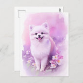 ポメラニア犬水彩ポートレート1 ポストカード (正面/裏面)