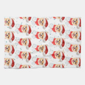 ポメラニア犬犬がクリスマススターを育てる キッチンタオル (横)