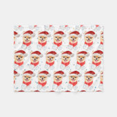 ポメラニア犬犬がクリスマススターを育てる フリースブランケット (正面(横))