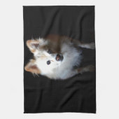 ポメラニア犬犬が暗い キッチンタオル (縦)