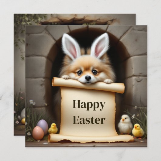 ポメラニア犬犬とメッセージ シーズンカード (正面/裏面)