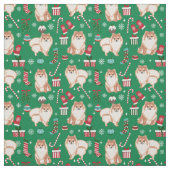 ポメラニア犬犬のクリスマス休暇 ファブリック (見本)