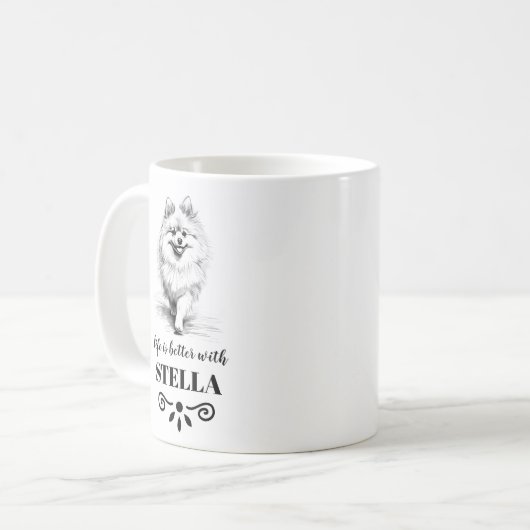 ポメラニア犬犬の名前でカスタムは人生が良い コーヒーマグカップ (正面左)