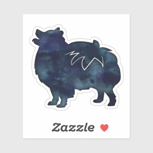 ポメラニア犬犬の毛の水色シルエット シール (シート)