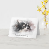 ポメラニア犬犬の誕生日 カード (黄色い花)