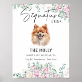 ポメラニア犬犬結婚の特徴的なドリンクの看板 ポスター (正面)
