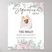 ポメラニア犬犬結婚の特徴的なドリンクの看板 ポスター (正面)