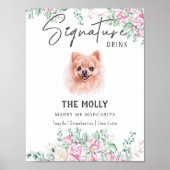 ポメラニア犬犬結婚の特徴的なドリンクの看板 ポスター (正面)