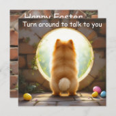 ポメラニア犬犬 – イースター シーズンカード (正面/裏面)