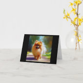 ポメラニア犬犬 カード (黄色い花)