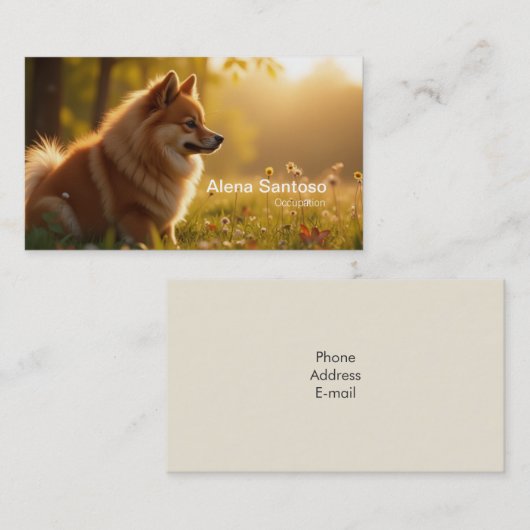 ポメラニア犬犬 名刺 (正面/裏面)