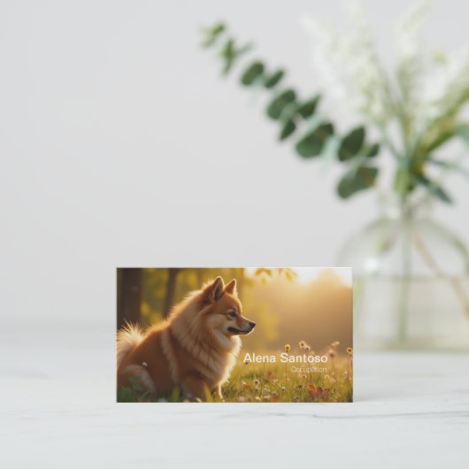 ポメラニア犬犬 名刺 (スタンド正面)