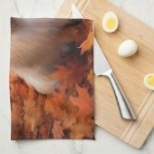 ポメラニア犬紅葉秋インスパイア キッチンタオル (四つ折り)
