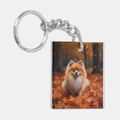 ポメラニア犬紅葉秋インスパイア キーホルダー (正面左)