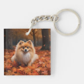 ポメラニア犬紅葉秋インスパイア キーホルダー (裏面)