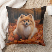 ポメラニア犬紅葉秋インスパイア クッション (ブランケット)