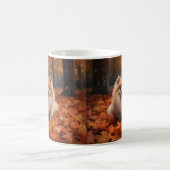 ポメラニア犬紅葉秋インスパイア コーヒーマグカップ (中央)